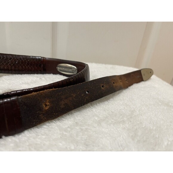 Brighton Mens Leather Braided Belt Size 48 Brown - Picture 10 of 10